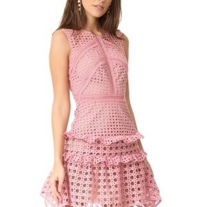Self Portrait Crosshatch Frill Mini Dress